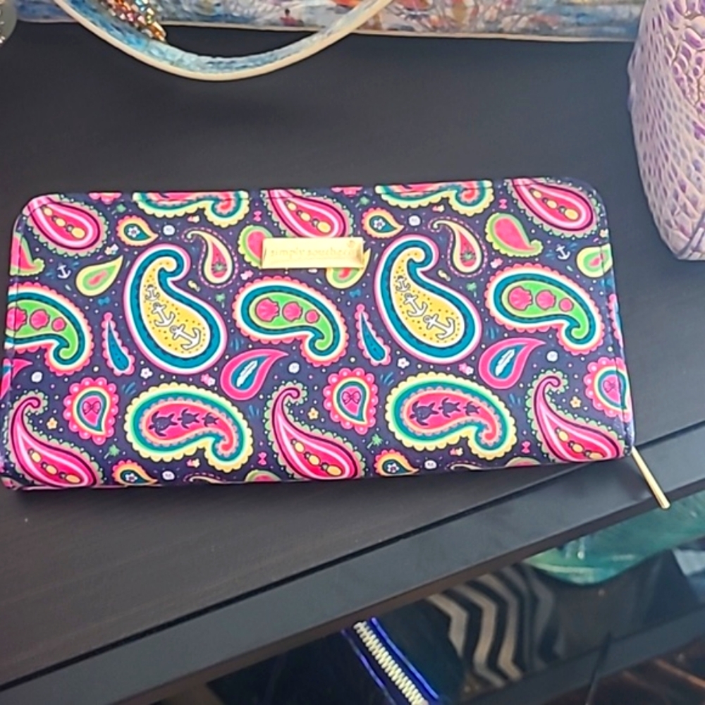 NWOT Simply Southern Colorful Paisley Wallet Coated Canvas